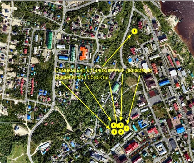 Самовольно установленные движимые (временные) объекты в селе Аксарка